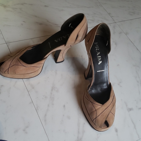 Prada suede peep Toe platform shoes - Picture 2 of 4